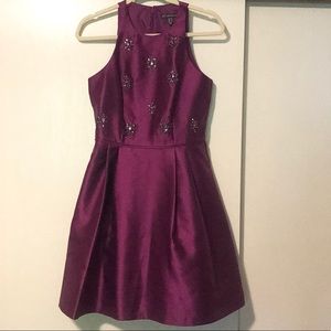Adrianna Papell Plum Dress with Accents. Size 6.